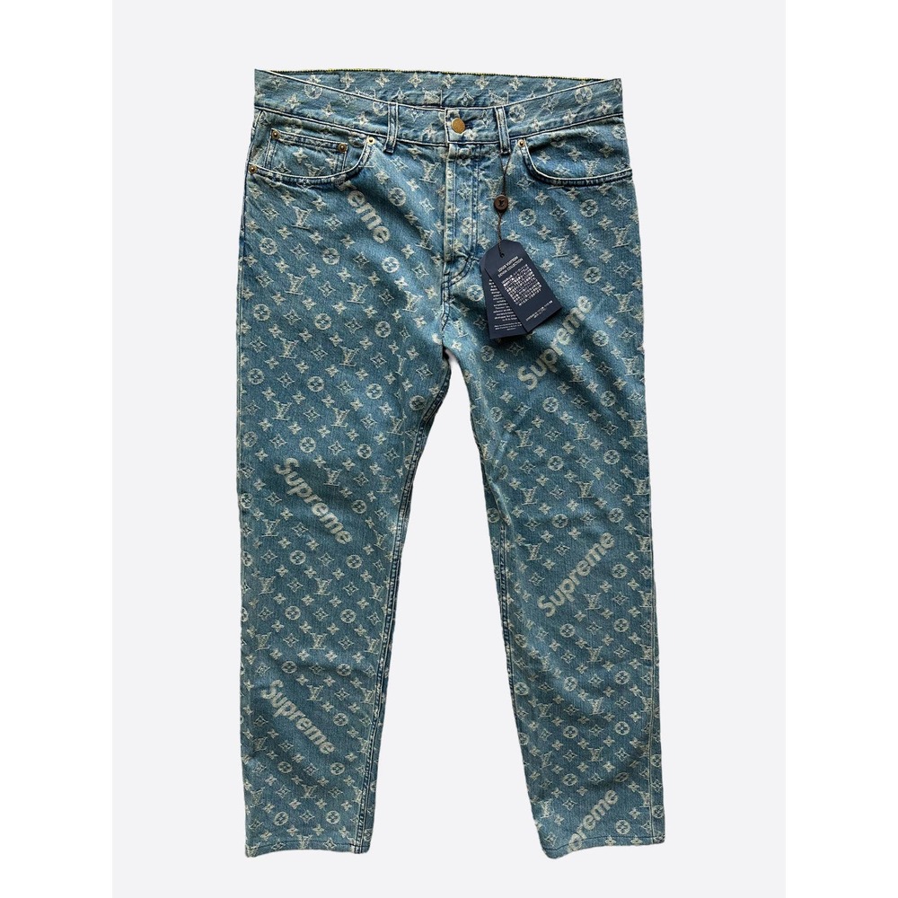 Louis Vuitton Supreme Blue Monogram Jeans